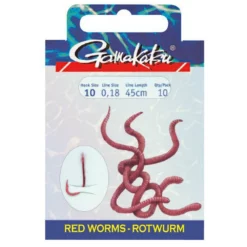 Gamakatsu Booklet Red Worm 5260R Tied Hook 0.180 Mm 75 Cm